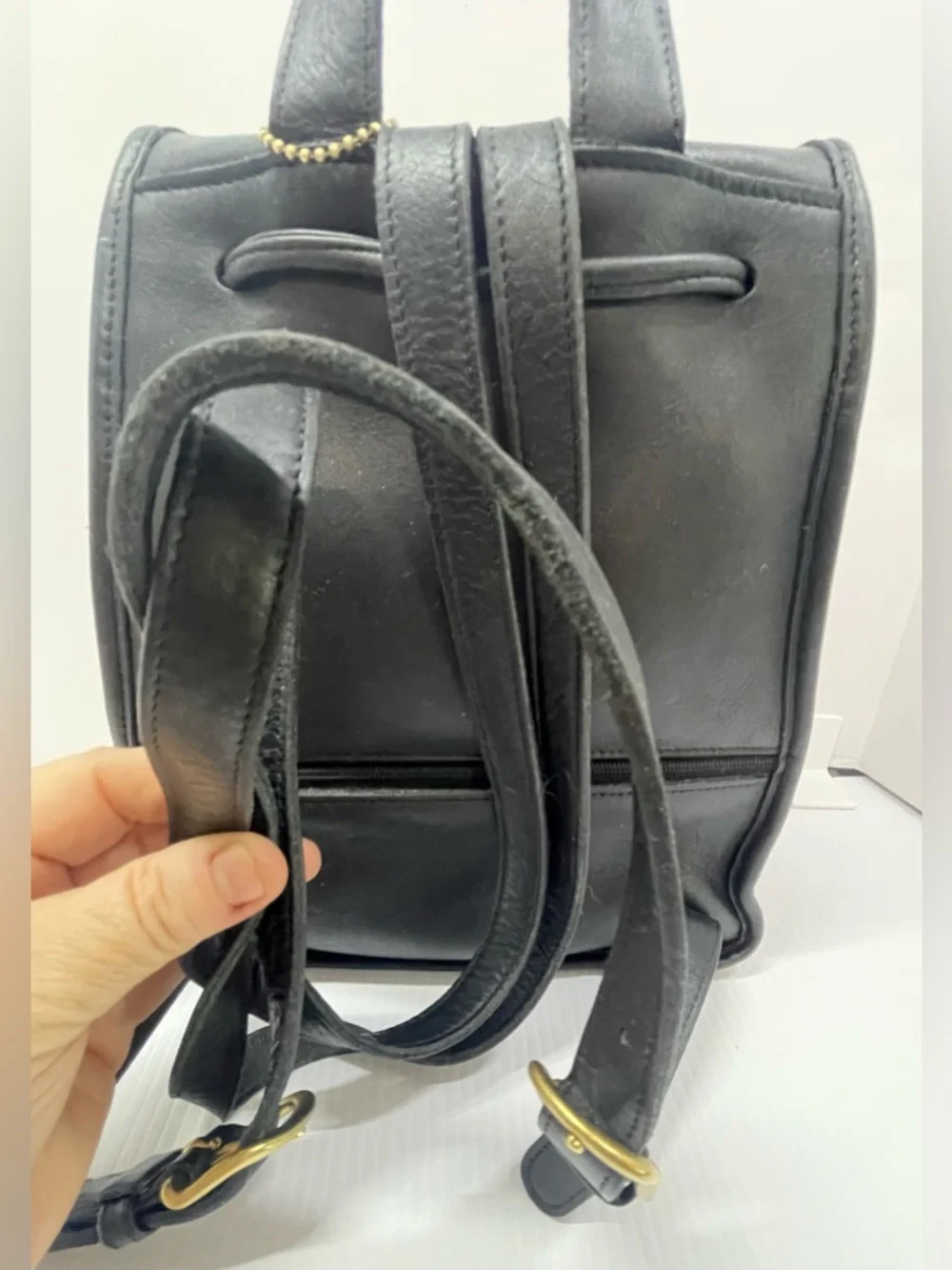 Vintage Coach Daypack #9791 Black Leather Backpack Made in USA Classic Turnlock - Picture 13 of 15